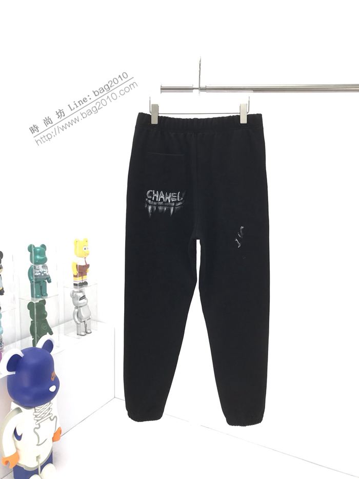 Chanel新款男裝 香奈兒秋冬獨家手繪塗鴉情侶衛褲 男女同款  ydi3258